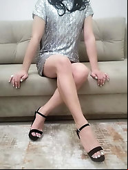 Silver Dress and Platform Heels